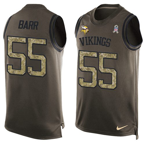 Nike Vikings #55 Anthony Barr Green Men's Stitched NFL Limited Salute To Service Tank Top Jersey - Click Image to Close
